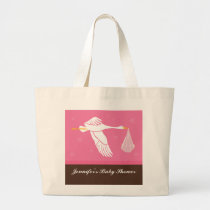 Stork Baby Shower Bag - Pink/Brown bags