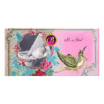 STORK BABY SHOWER MONOGRAM ,ruby Photo Card Template