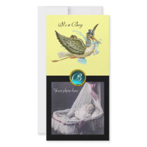 STORK BABY SHOWER SQUARE MONOGRAM ,aquamarine