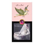 STORK BABY SHOWER SQUARE MONOGRAM ruby Customized Photo Card