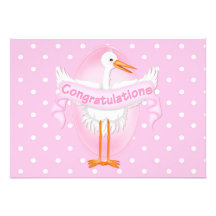Stork Congratulations Baby Shower Invitation