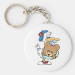 stork delivering baby girl teddy bear key chain