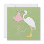 Stork Girl Invitation Square