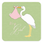 Stork Girl Square Sticker