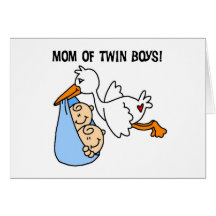 Stork Mom of Twin Boys Card