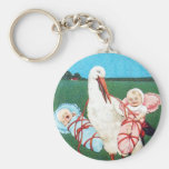 STORK TWIN BABY SHOWER, Pink ,Teal Blue Keychains