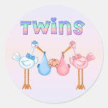 Stork with Twins Sticker