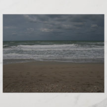 Stormy beach ocean view flyer design