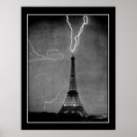 Stormy night in Paris 1909 Vintage Poster
