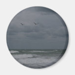 Stormy ocean with birds flying refrigerator magnet