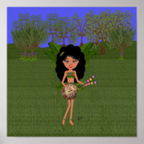 Stormy the Green Winged Faery  with a Guitar Poster
