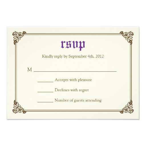 Storybook Fairytale Wedding RSVP Card - Purple Custom Announcement