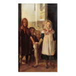 Strange fun unique art painting kids with fish business card