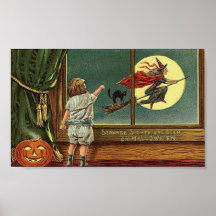 Strange Sights Are Seen on Halloween, Child, Cat,  Poster