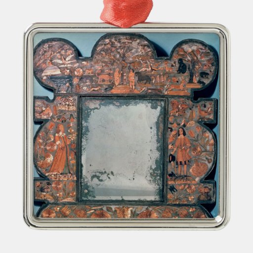 Straw-work mirror frame, 1670-80 ornament