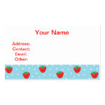 Strawberries and Polka Dots Blue Business Card