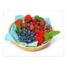 Strawberries Blueberries and Raspberries Post Cards