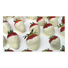 Strawberries dipped in white chocolate business cards