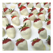 Strawberries dipped in white chocolate photo print