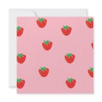 Strawberries Pink Personalized Invitation