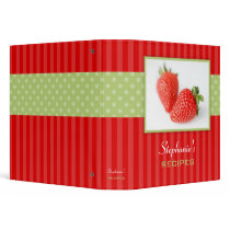 Strawberries Polka Dot Stripe Recipe Vinyl Binders