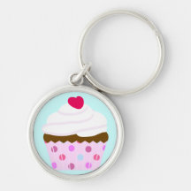 Strawberry and Cream Cupcake Keychain