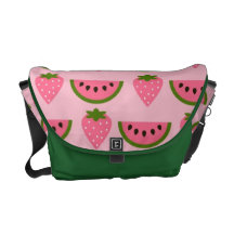 Strawberry and Watermelon On Pink Messenger bag