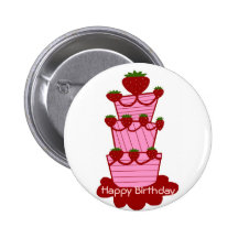 Strawberry cake, Happy Birthday button