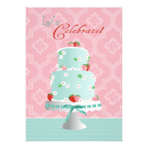 Strawberry Cake Invitation Card