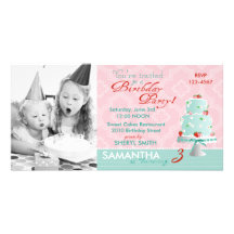 Strawberry Cake Invitation Photo Card