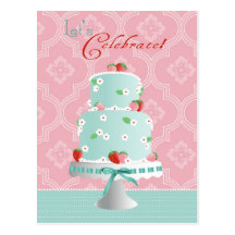 Strawberry Cake Invitation Postcard