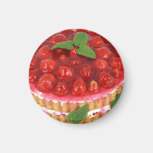Strawberry Cake with Fresh Mint Refrigerator Magnet