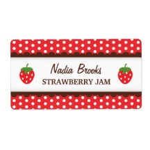 Strawberry chic red polka dots canning jar label