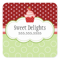 Strawberry Cupcake Bakery Cake Box Seals