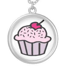 Strawberry Cupcake with a Cherry on Top Necklace