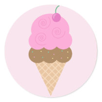 Strawberry Ice Cream Cone Stickers