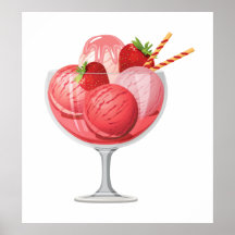 Strawberry Ice Cream Posters