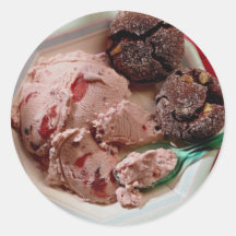 Strawberry ice cream round sticker
