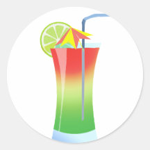 Strawberry Lime Cooler Round Stickers