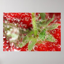 Strawberry macro in bubbly water poster