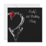 Strawberry Martini Cocktail 21st Birthday Party Invitations