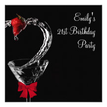 Strawberry Martini Cocktail 21st Birthday Party Announcement