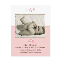 Strawberry Monogram Photo Birth Announcement Post Cards