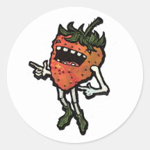 strawberry round sticker
