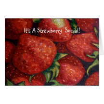 STRAWBERRY SOCIAL INVITE, Realism Art Greeting Card