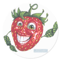 strawberry round sticker