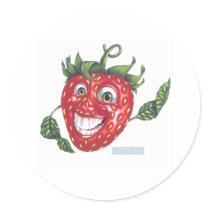 strawberry round stickers