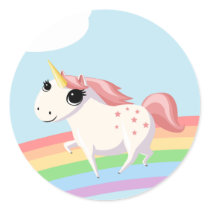 Strawberry the Unicorn Round Stickers