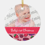 Strawberry Treats Babys 1st Christmas Personalized Christmas Tree Ornament