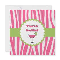 Strawberry Zebra Birthday Party Invitation